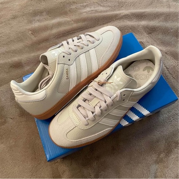 adidas Shoes - NEW Adidas Samba OG Aluminum Gum - Women's Size 8 US - Chalk White Beige Shoes